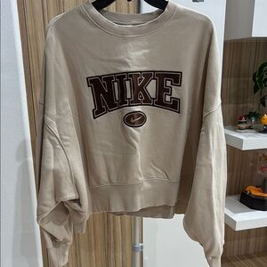 Nike Cream Oversized Cropped Hoodie